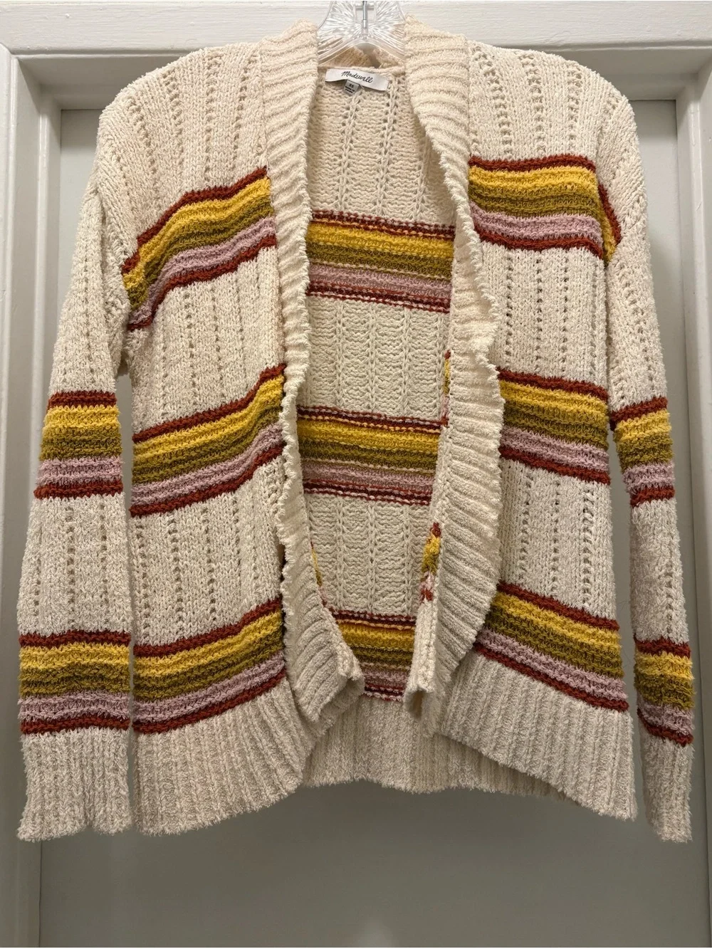 Madewell Striped Diaz Open Cardigan Sweater Cream Women’s Size XS